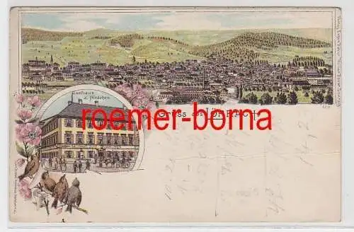 73828 Ak Lithographie Gruss aus Lörrach Gasthaus zum Hirschen um 1900