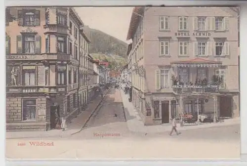 57694 Ak Wildbad Hauptstrasse mit Hotel Schmid um 1910