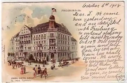 04817 Ak Freiburg im Breisgau Park Hotel Hecht 1908