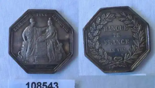 Frankreich Token BANQUE DE FRANCE AN VIII / LA Sagesse FIXE LA Fortune Silber