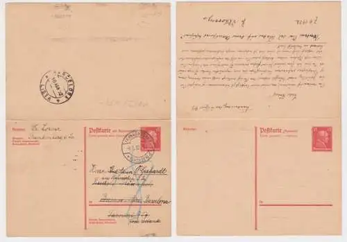 97214 DR Ganzsachen Postkarte P173I Frankenberg nach Barcelona 1932