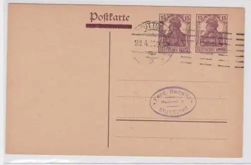 97671 DR Ganzsache PZP23F Stempel Ferdinand Redwitz Stuttgart 1921