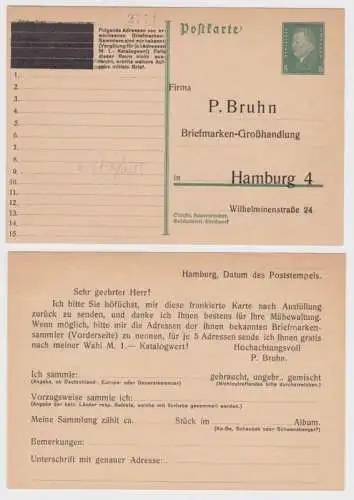 98001 DR Ganzsachen Postkarte P195 Zudruck Bruhn BriefmarkenGroßhandlung Hamburg