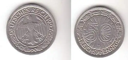 50 Pfennig Nickel Münze Weimarer Republik 1927 D (111609)