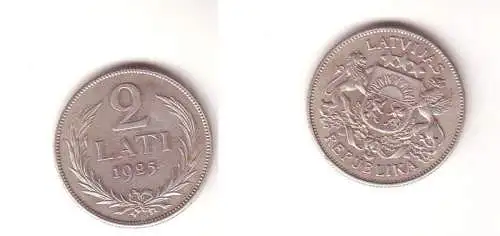 2 Lati Silber Münze Lettland 1925