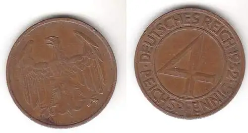 4 Pfennig Kupfer Münze Deutsches Reich 1932 A (111858)