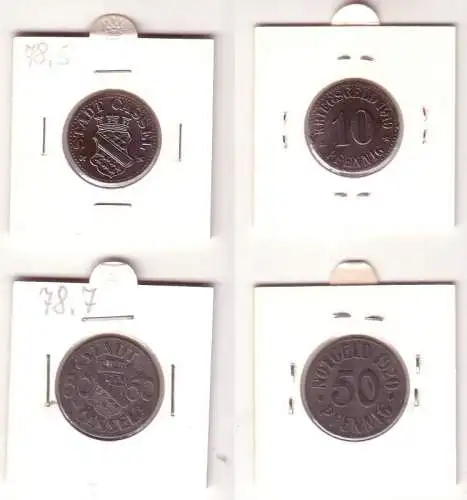 10 Pfennig Eisen & 50 Pfennig Zink Münze Notgeld Stadt Cassel 1919/1920