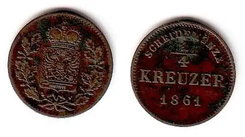 1/4 Kreuzer Kupfer Münze Schwarzburg Rudolstadt 1861 (109542)