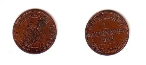 1 Pfennig Kupfer Münze Sachsen 1868 B ss+