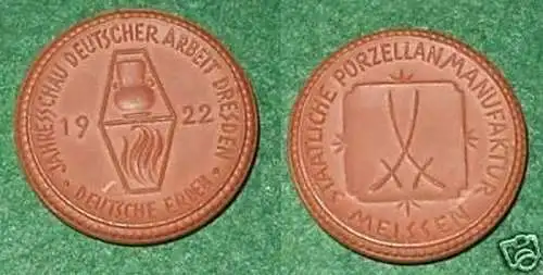 schöne Porzellanmedaille Jahresschau Dresden 1922