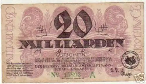 20 Milliarden Mark Banknote Annaberg 1923