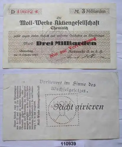 3 Milliarden Mark Banknote Inflation Annaberg Raswerke GmbH 18.10.1923 (110939)