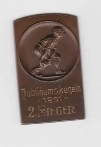 seltene Medaille Plakette Jubiläumskegeln 1951 - 2. Sieger (145180)