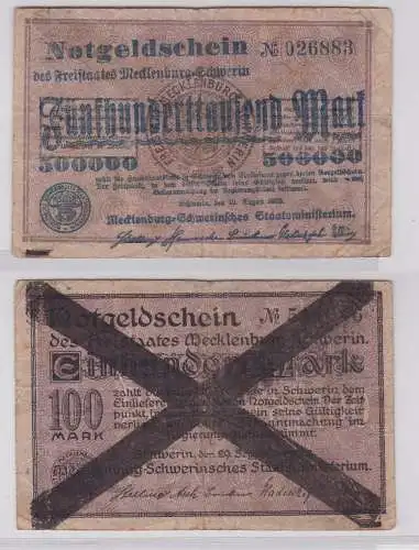 500000 Mark Banknote Freistaat Mecklenburg Schwerin 10.8.1923 (126456)