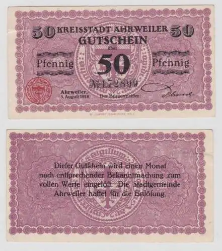 50 Pfennig Banknote Notgeld Stadt Ahrweiler 15. August 1921 (137750)