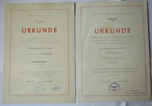 DDR Urkunden Beförderung Deutsche Reichsbahn Halle Sekretär + Assistent (130355)