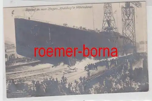 77496 Ak Stapellauf des neuen Kreuzers "Hindenburg" in Wilhelmshaven 1915