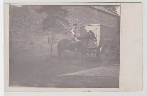 65662 Feldpost Foto Ak Reiter und kaiserlich deutscher Feldpostwagen 1915