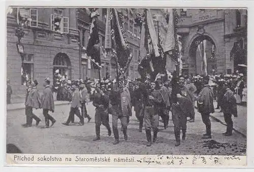 85663 Ak Příchod sokolstva na Staroměstské náměstí 1907