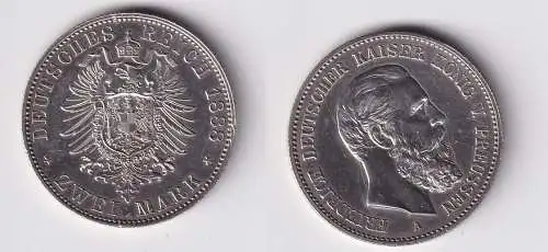 2 Mark Silbermünze Preussen Kaiser Friedrich 1888 Jäger 98 vz (165730)