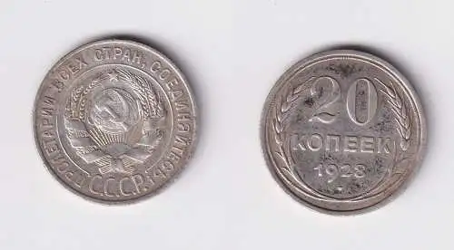 20 Kopeken Silber Münze Russland 1928 ss (150153)