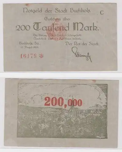 200000 Mark Banknote Inflation Stadt Buchholz 15.08.1923 (158599)