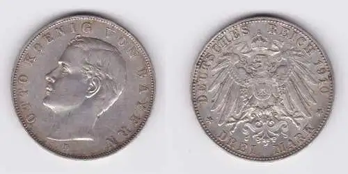 3 Mark Silbermünze Bayern König Otto 1910 Jäger 47 (104351)