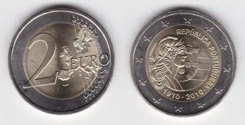 2 Euro Bi-Metall Münze Portugal 2010 100 Jahre Republik (135139)