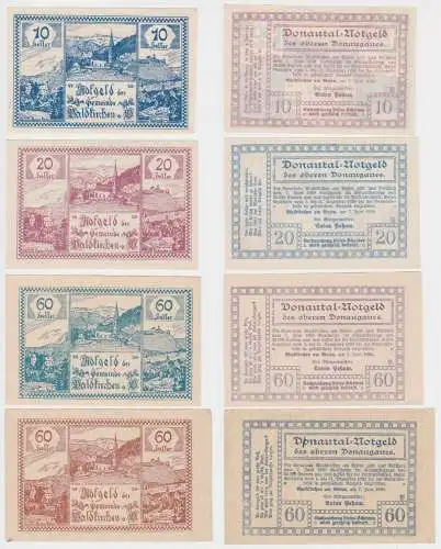 4 x 10, 20 und 60 Heller Banknoten Waldkirchen Donautal Notgeld (141056)