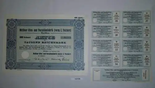 1000 RM Aktie Meißner Ofen- und Porzellanfabrik (vorm.C.Teichert) 1934 (131726)