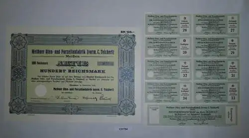 100 RM Aktie Meißner Ofen- und Porzellanfabrik (vorm.C.Teichert) 1934 (131754)