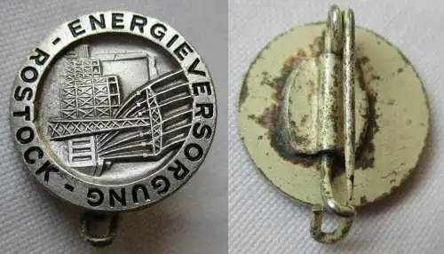 DDR Abzeichen Firmenabzeichen Energieversorgung Rostock Silber (141561)