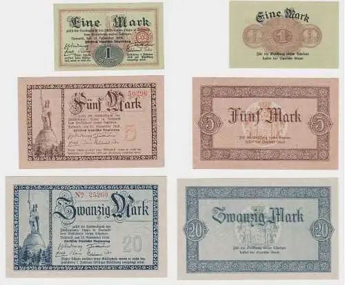 1,5 & 20 Mark Banknote Fürstlich Lippische Regierung Detmold 13.11.1918 (132867)