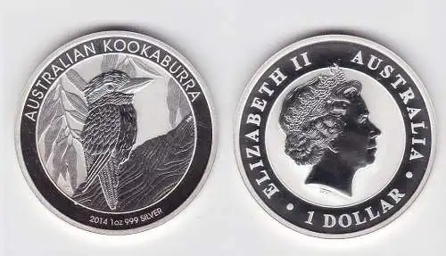 1 Dollar Silbermünze Australien Kookaburra 2014 Stempelglanz (131543)