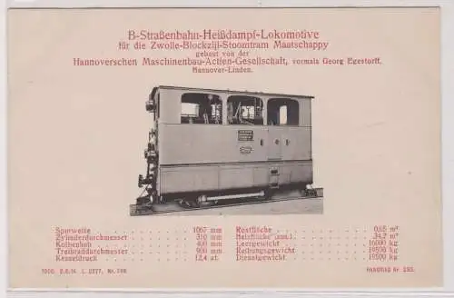 901029 Ak B-Straßenbahn-Heidampf-Lok f. d. Zwolle-Blokzijl-Stoomtram Maatschappy