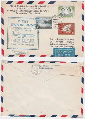 96264 Luftpost Brief First Pan Am Intercontinental Jet Clipper Tokyo to San Fran