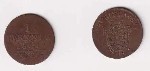 1 Pfennig Kupfer Münze Sachsen Coburg Saalfeld 1821 ss (139485)