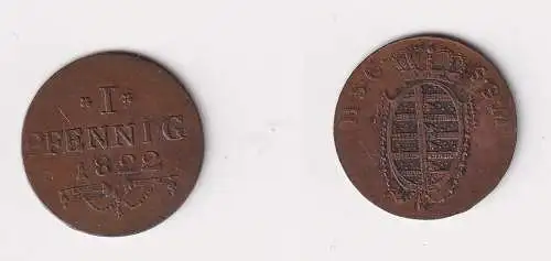 1 Pfennig Kupfer Münze Sachsen Coburg Saalfeld 1822 vz (137963)