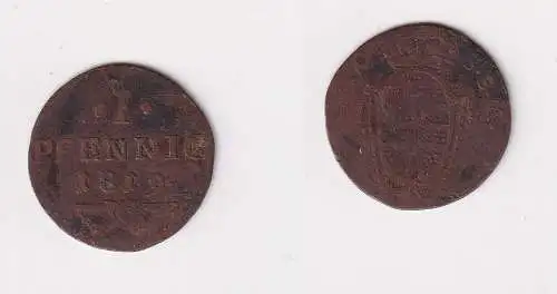 1 Pfennig Kupfer Münze Sachsen Coburg Saalfeld 1819 f.ss (135251)