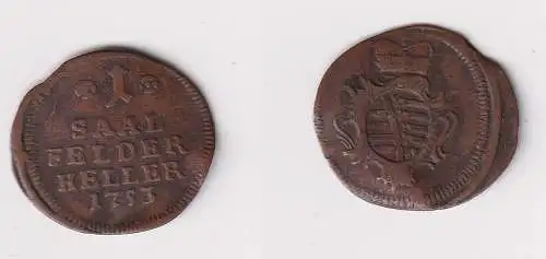 1 Heller Kupfer Münze Sachsen Coburg Saalfeld 1753 ss (122963)