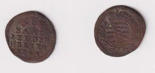 1 Heller Kupfer Münze Sachsen Coburg Saalfeld 1743 ss (123826)