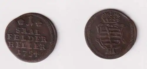 1 Heller Kupfer Münze Sachsen Coburg Saalfeld 1754 ss (120860)