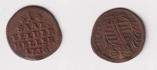 1 Heller Kupfer Münze Sachsen Coburg Saalfeld 1736 ss+ (123536)