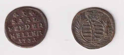 1 Heller Kupfer Münze Sachsen Coburg Saalfeld 1731 ss+ (129694)