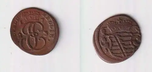 1 Heller Kupfer Münze Sachsen Coburg Saalfeld 1723 ss (105564)