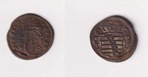 1 Heller Kupfer Münze Sachsen Coburg Saalfeld 1726 ss+ (111921)