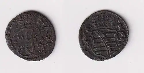 1 Heller Kupfer Münze Sachsen Coburg Saalfeld 1724 ss (101682)