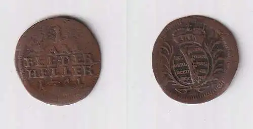 1 Heller Kupfer Münze Sachsen Coburg Saalfeld 1741 f.ss (124338)