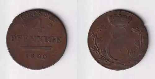 4 Pfennig Kupfer Münze Sachsen Coburg Saalfeld 1809 ss (104460)