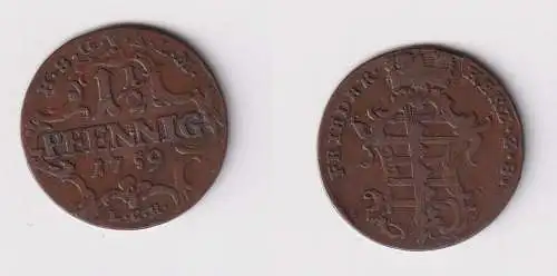 1 1/2 Pfennig Kupfer Münze Sachsen Gotha Altenburg 1759 ss (138579)